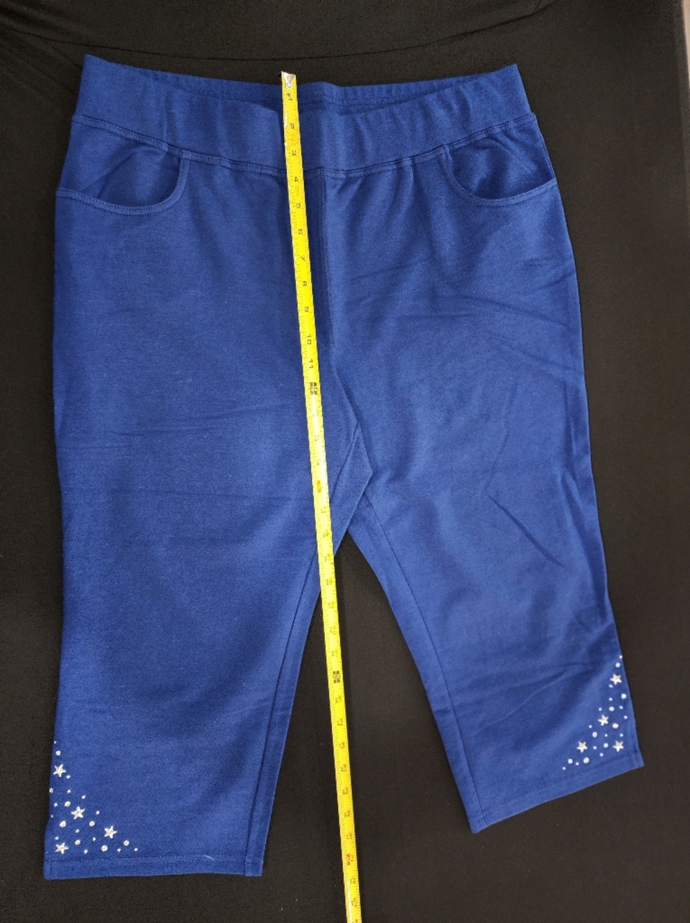 Quacker Factory Blue Capris with Silver Star Accents New Womans Plus Size Large - Picture 8 of 11